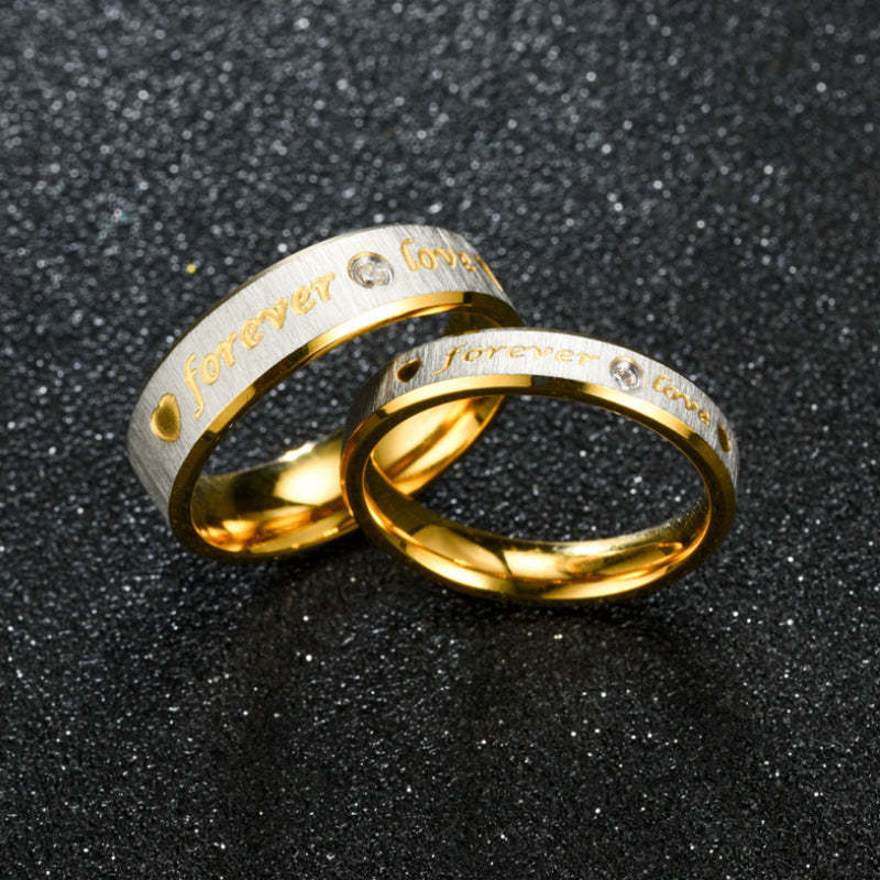 Matching Promise Rings Couple Stainless Steel Ring Jewelry Gift for Lovers - NameNecklace