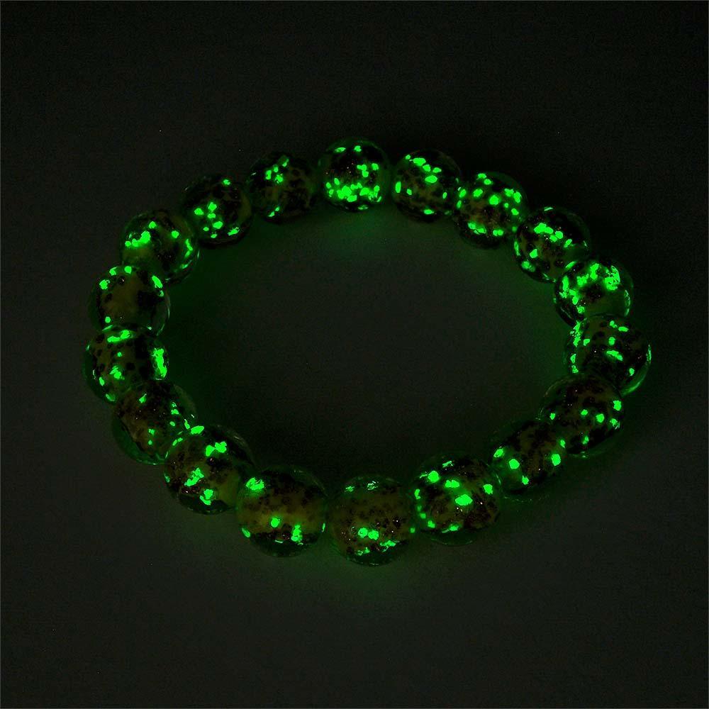 Yellow Firefly Glass Stretch Beaded Bracelet Glow in the Dark Luminous Bracelet - NameNecklace