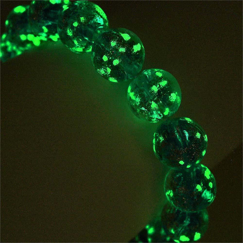 Royal Blue Firefly Glass Stretch Beaded Bracelet Glow in the Dark Luminous Bracelet - NameNecklace