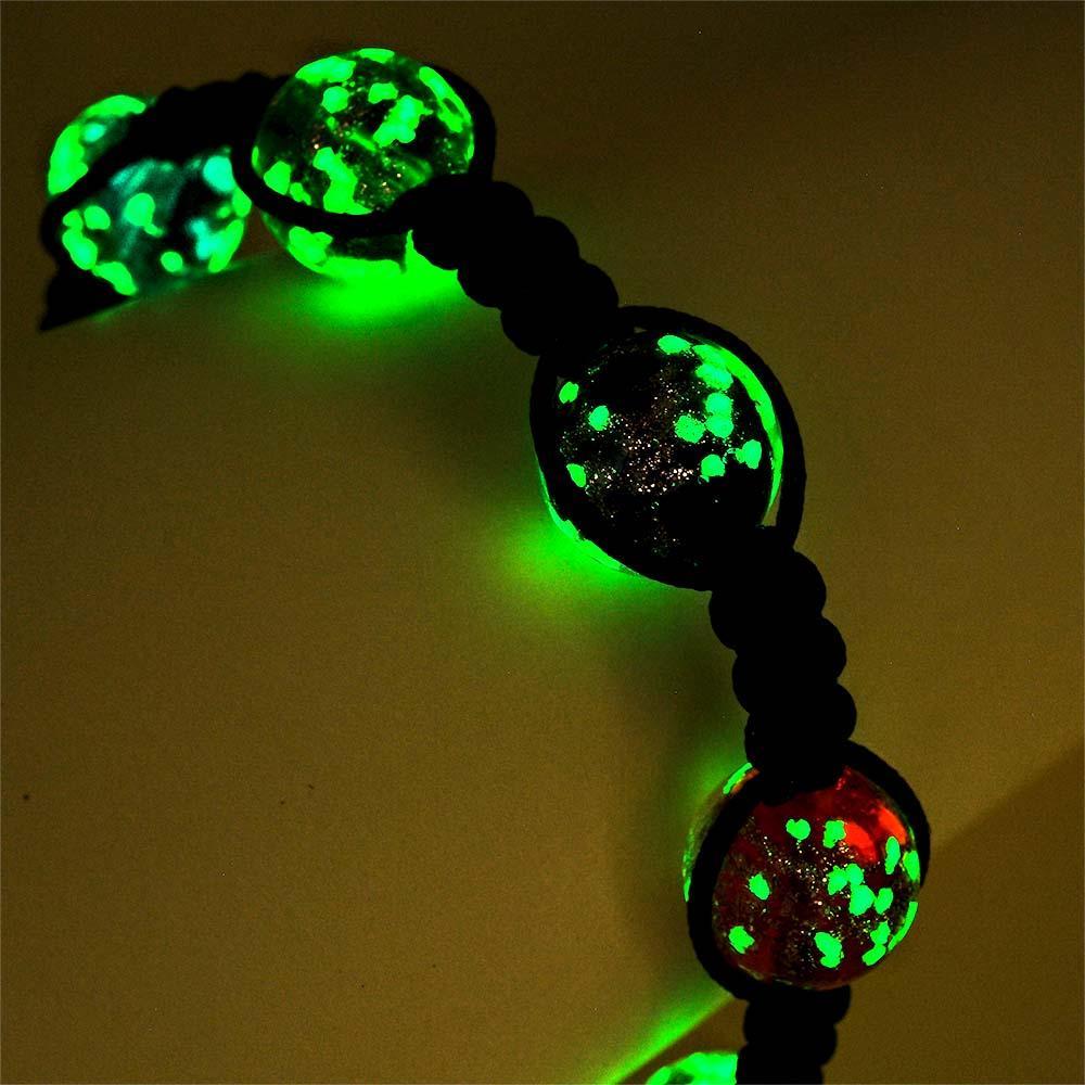 Six-Color Firefly Glass Braided Bracelet Glow in the Dark Luminous Bracelet - NameNecklace