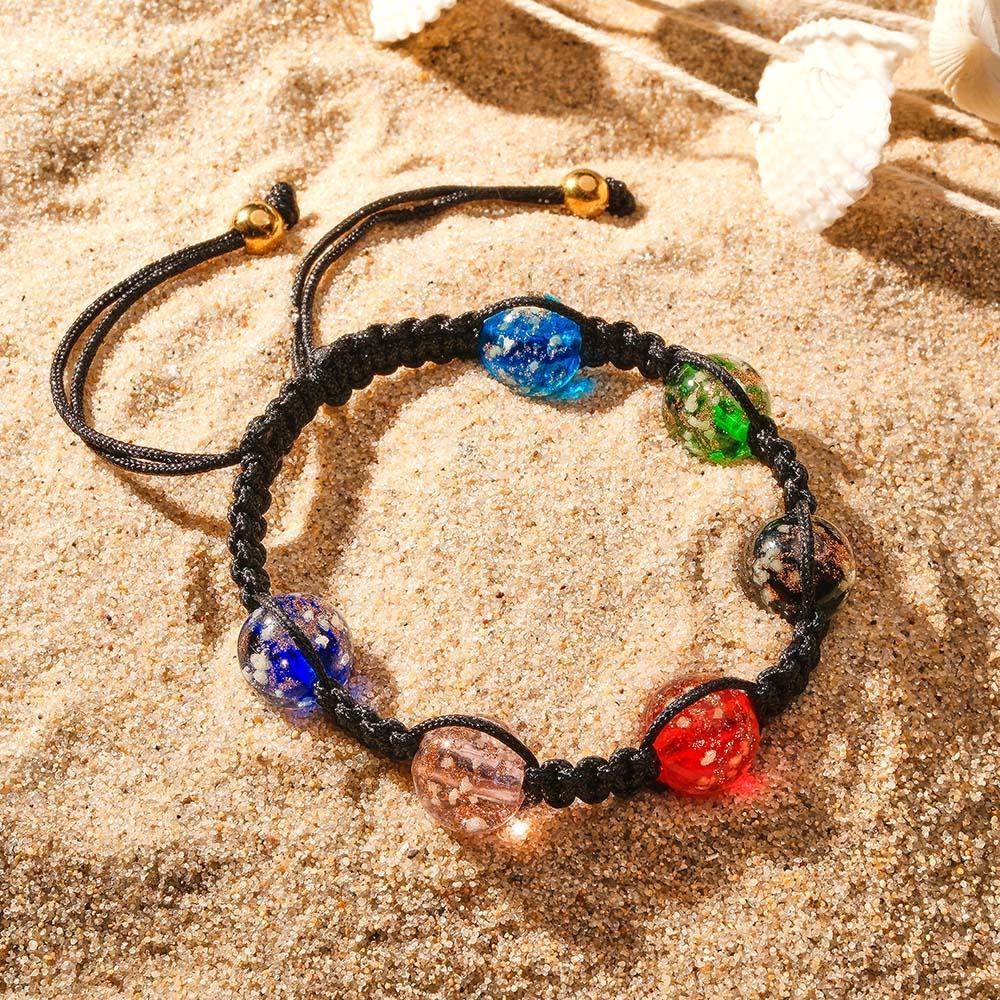 Six-Color Firefly Glass Braided Bracelet Glow in the Dark Luminous Bracelet - NameNecklace