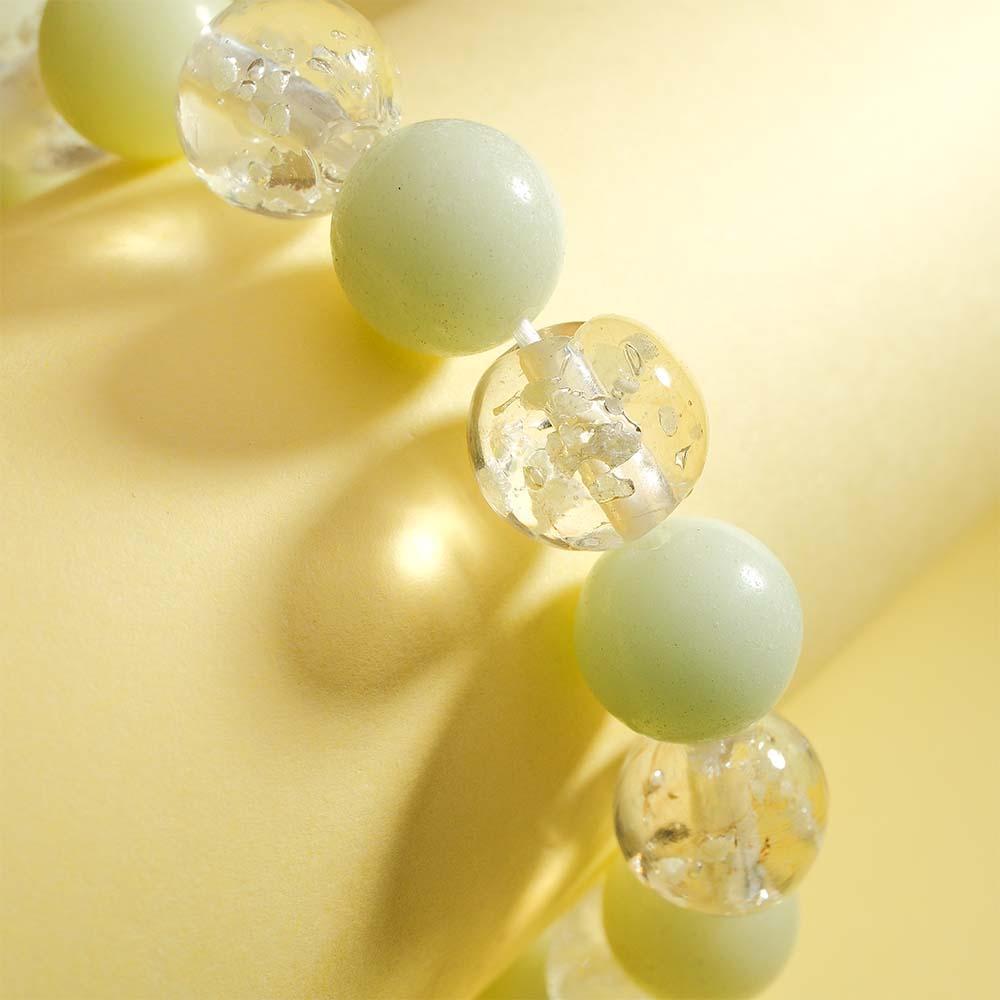 White Firefly Glass Stretch Beaded Bracelet Glow in the Dark Luminous Bracelet - NameNecklace