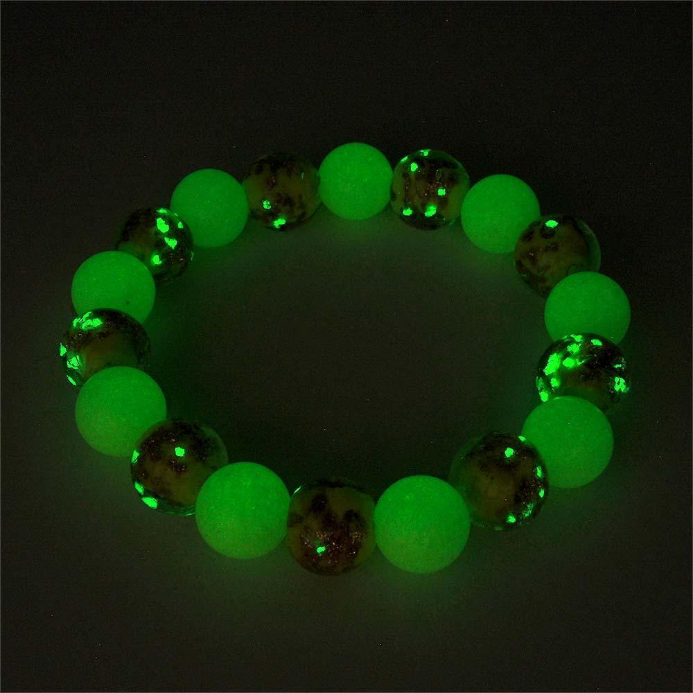 Yellow Firefly Glass Stretch Beaded Bracelet Glow in the Dark Luminous Bracelet - NameNecklace