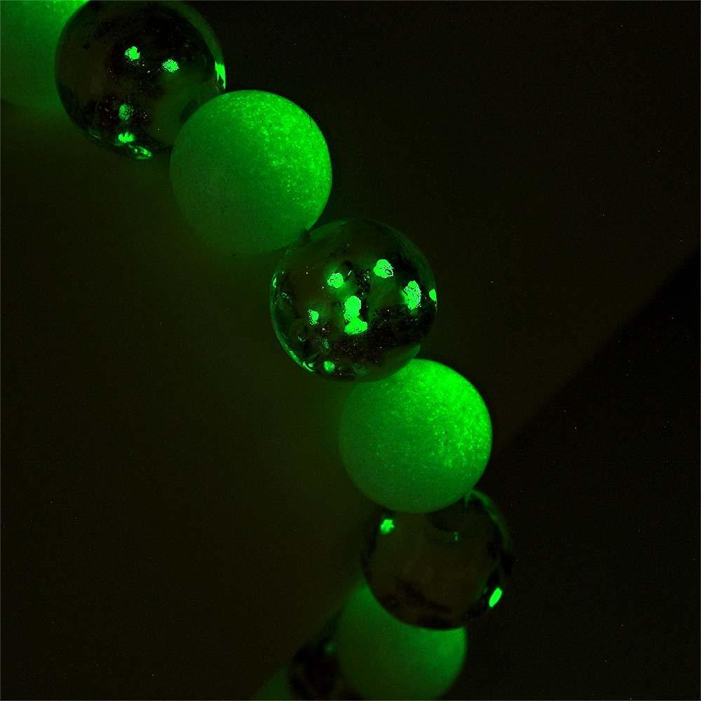 Yellow Firefly Glass Stretch Beaded Bracelet Glow in the Dark Luminous Bracelet - NameNecklace