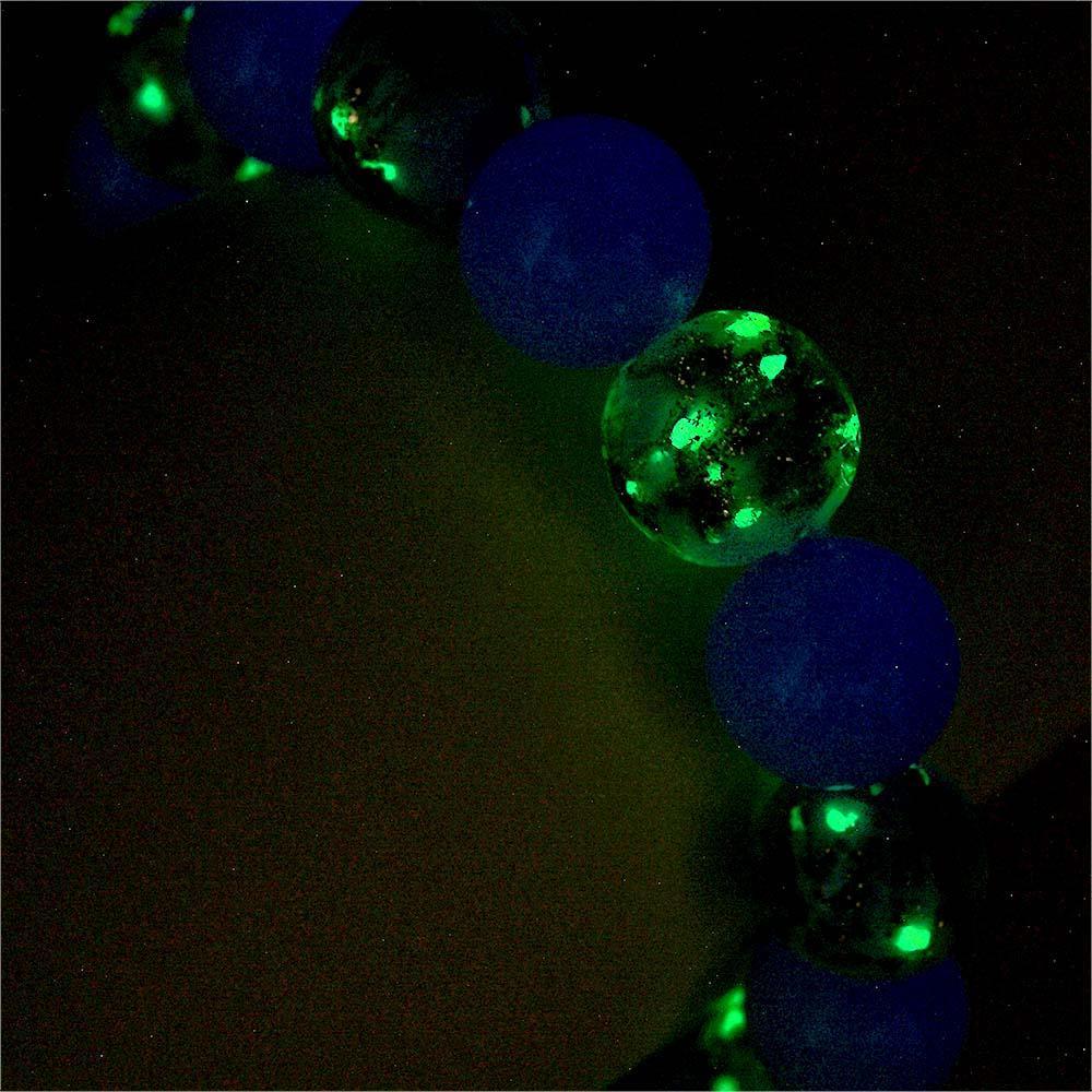 Lake Blue Firefly Glass Stretch Beaded Bracelet Glow in the Dark Luminous Bracelet - NameNecklace