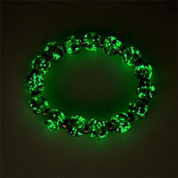 Green with Flowers Firefly Glass Stretch Beaded Bracelet Glow in the Dark Luminous Bracelet - NameNecklace