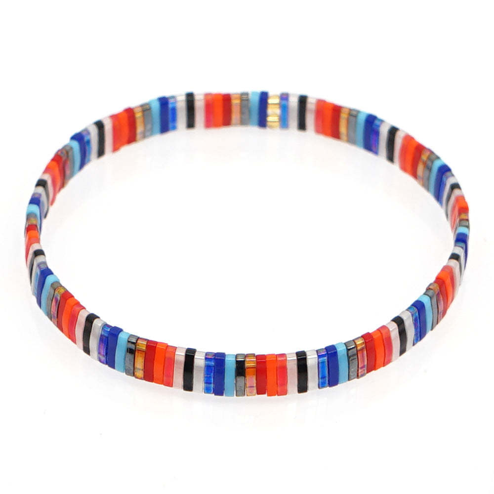 Tila Bead Bracelet Blue and Orange Bracelets Vintage Fashion Gift - NameNecklace