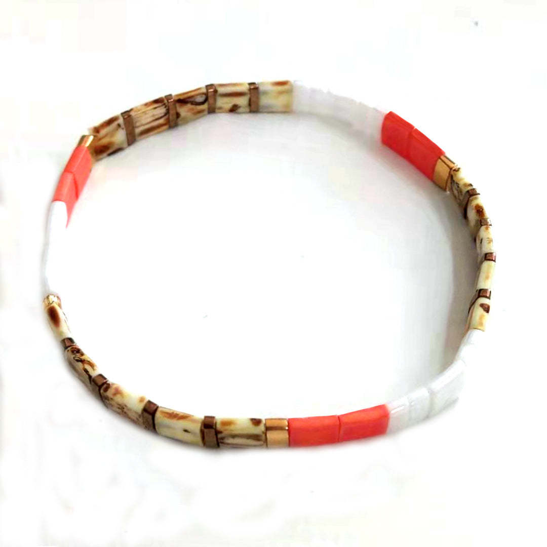 Tila Bead Bracelet Brown and Orange Vintage Fashion Bracelets Gift - NameNecklace