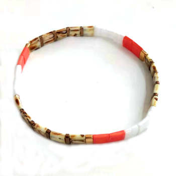 Tila Bead Bracelet Brown and Orange Vintage Fashion Bracelets Gift - NameNecklace
