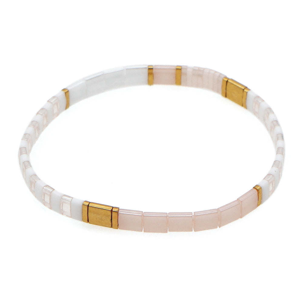 Tila Bead Bracelet Pink and Gold Vintage Fashion Bracelets Gift - NameNecklace