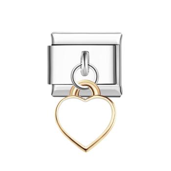 White Peach Heart Italian Charm For Italian Charm Bracelets Composable Link - NameNecklace