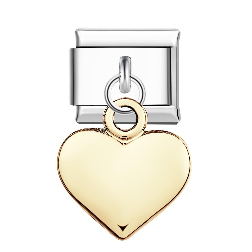 Glossy Peach Heart-Gold Italian Charm For Italian Charm Bracelets Composable Link
