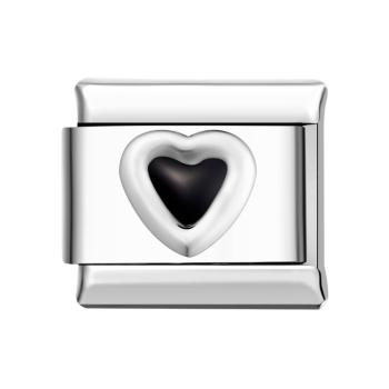 Love Heart - Black Italian Charm For Italian Charm Bracelets Composable Link - NameNecklace