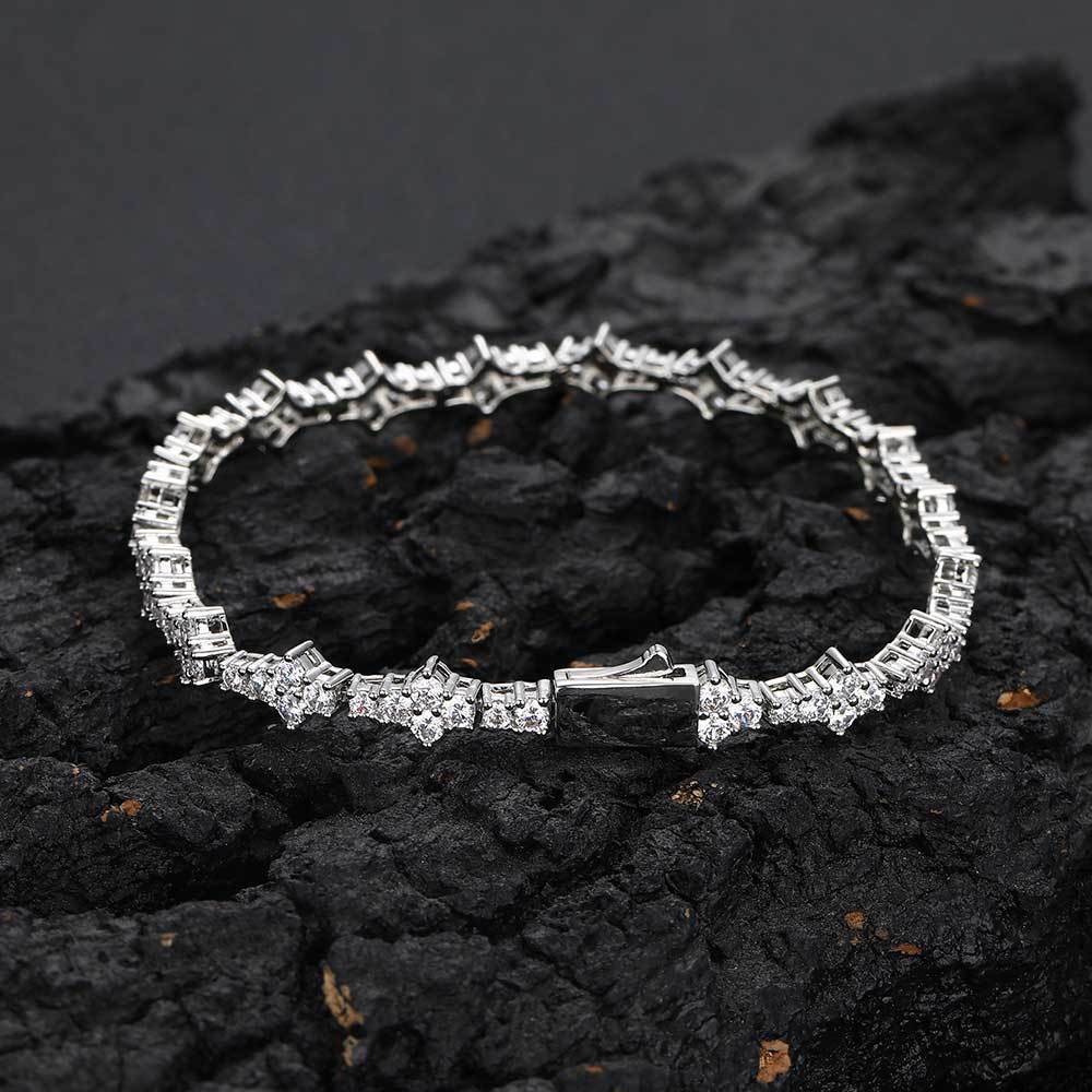 Spring Clasp Zirconia Tennis Bracelet Single Row Chain - NameNecklace