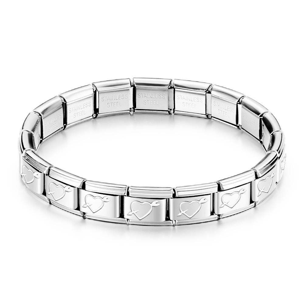 Love at First Sight Silver Vintage Italian Charm Bracelet - NameNecklace