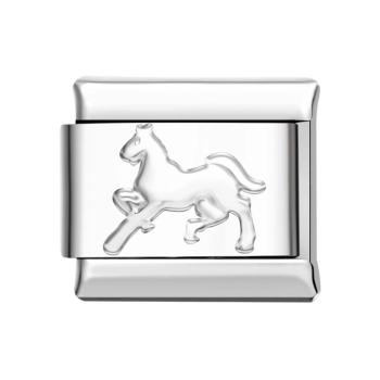 Steel Gray Horse Italian Charm For Italian Charm Bracelets Composable Link - NameNecklace