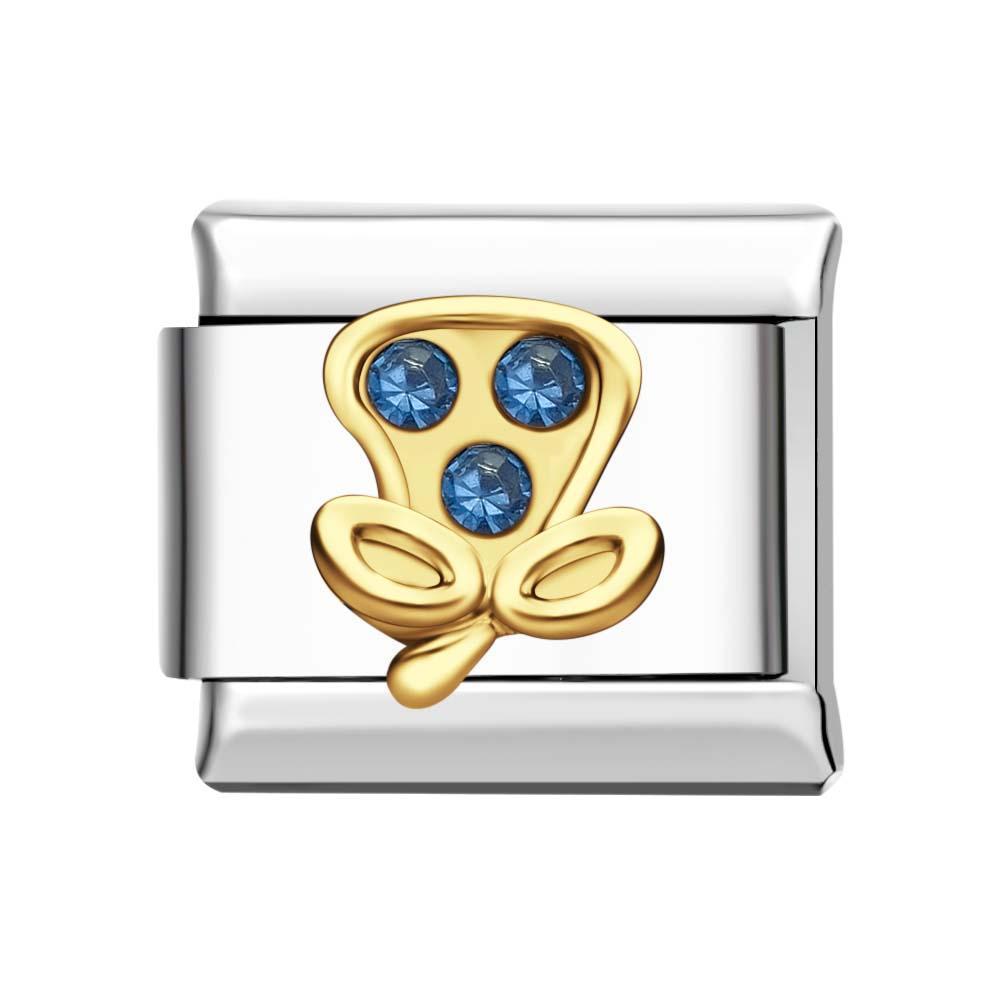 Blue Sapphire Eggplant Italian Charm For Italian Charm Bracelets Composable Link - NameNecklace