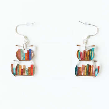 Cat Dog Book Earrings Funny Acrylic Bookshelf Earring Jewelry for Book Lover Gifts - NameNecklace
