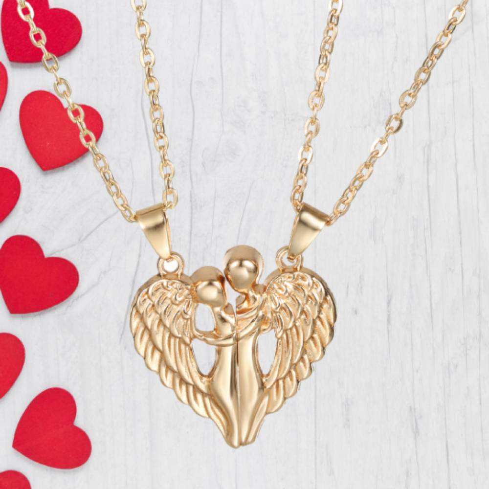 Personalized Couple Necklace Magnetic Matching Angel Necklaces for Couples Valentine's Gift for Lover - NameNecklace