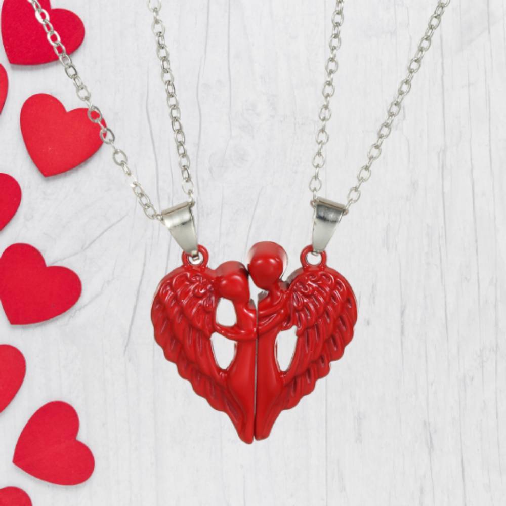 Personalized Couple Necklace Magnetic Matching Angel Necklaces for Couples Valentine's Gift for Lover - NameNecklace