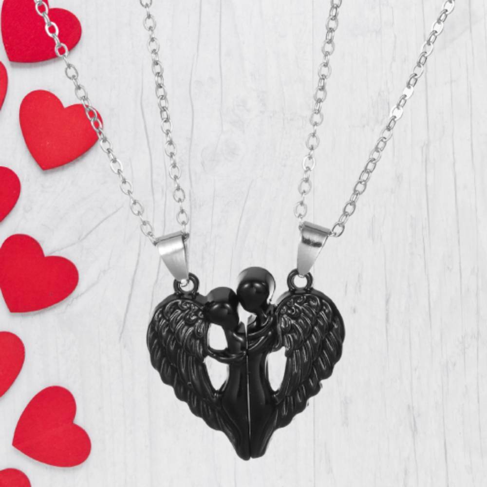 Personalized Couple Necklace Magnetic Matching Angel Necklaces for Couples Valentine's Gift for Lover - NameNecklace