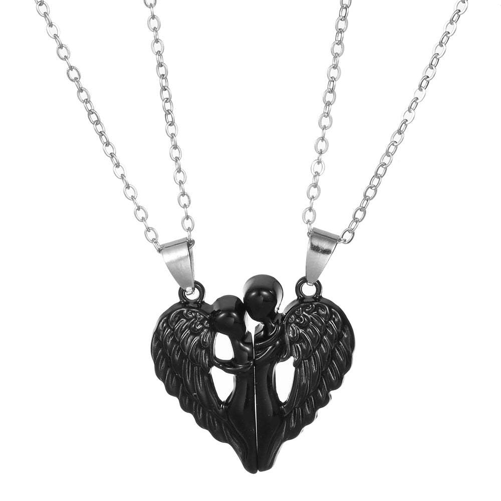 Personalized Couple Necklace Magnetic Matching Angel Necklaces for Couples Valentine's Gift for Lover - NameNecklace