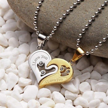 Personalized Couple Necklace Matching Cordate Necklaces for Couples Valentine's Gift for Lover - NameNecklace
