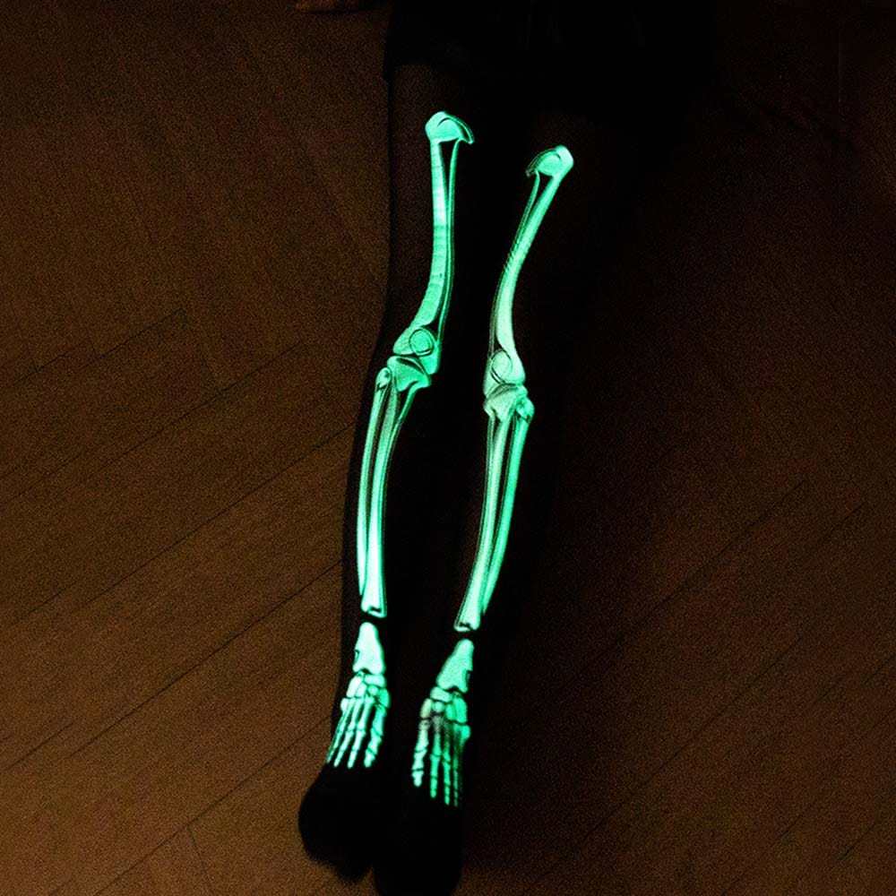 Black Glow-in-the-Dark Stockings Pantyhose Halloween Dress Up - Giftlab