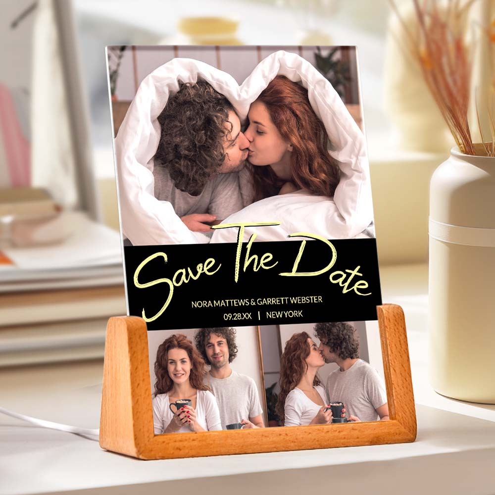 Save the Date Personalized Photo Acrylic Song Plaque Custom Night Light Spotify Plaque Lamp With Spotify Code Anniversary Gift -