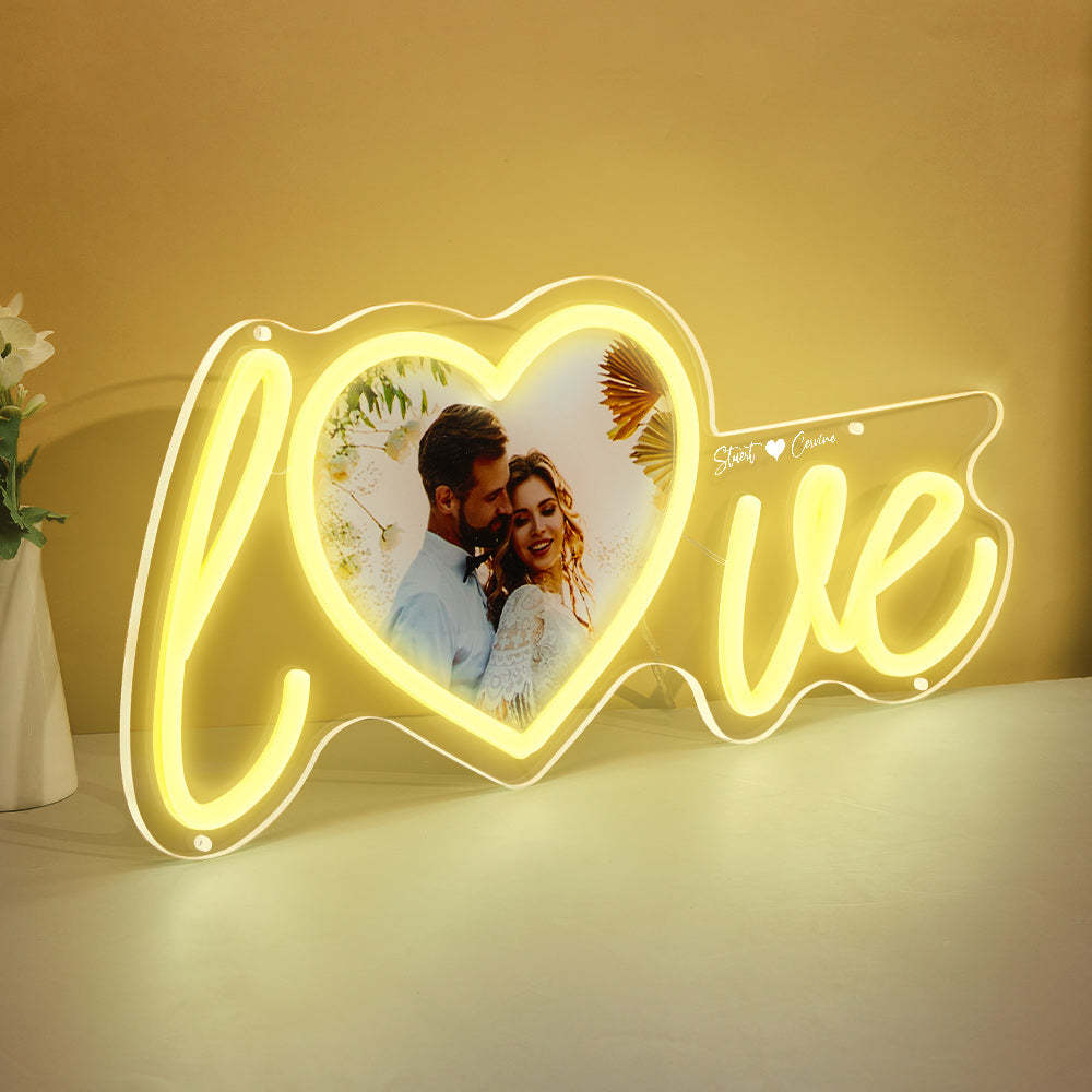 Custom Photo and Name Love Heart Neon Lamp - NameNecklace