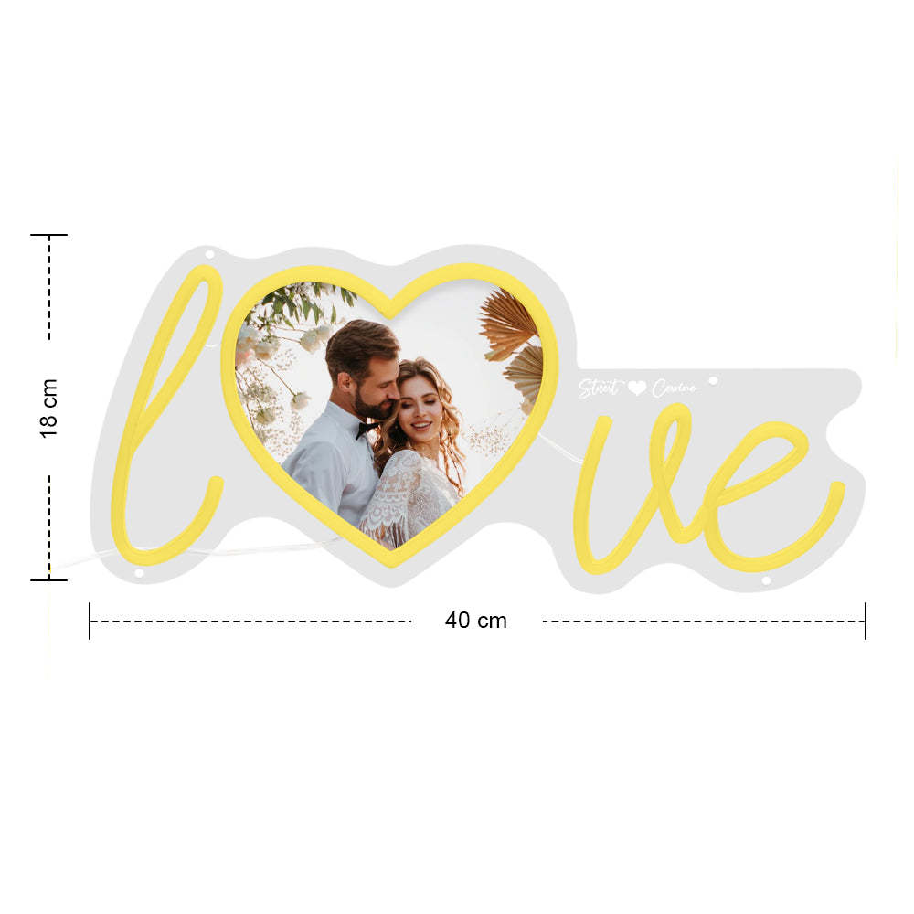 Custom Photo and Name Love Heart Neon Lamp - NameNecklace