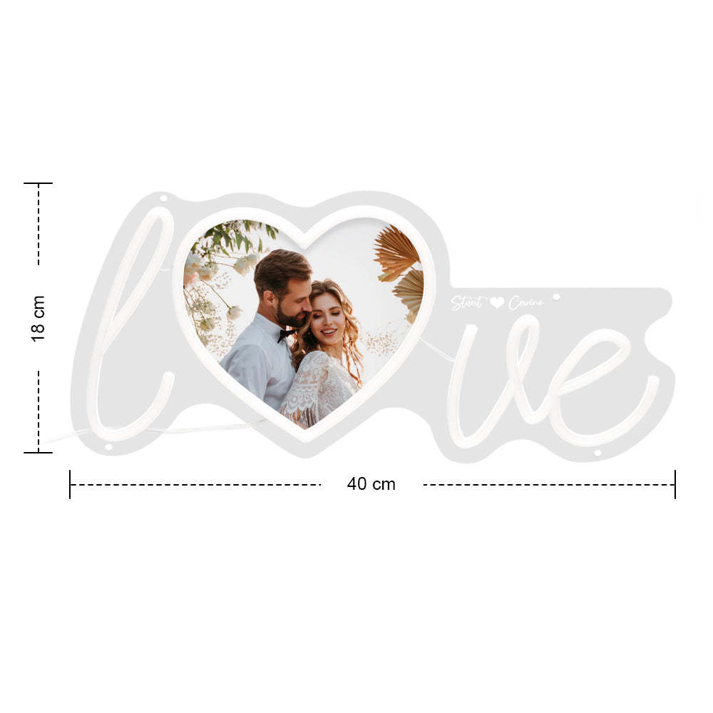Custom Photo and Name Love Heart Neon Lamp - NameNecklace