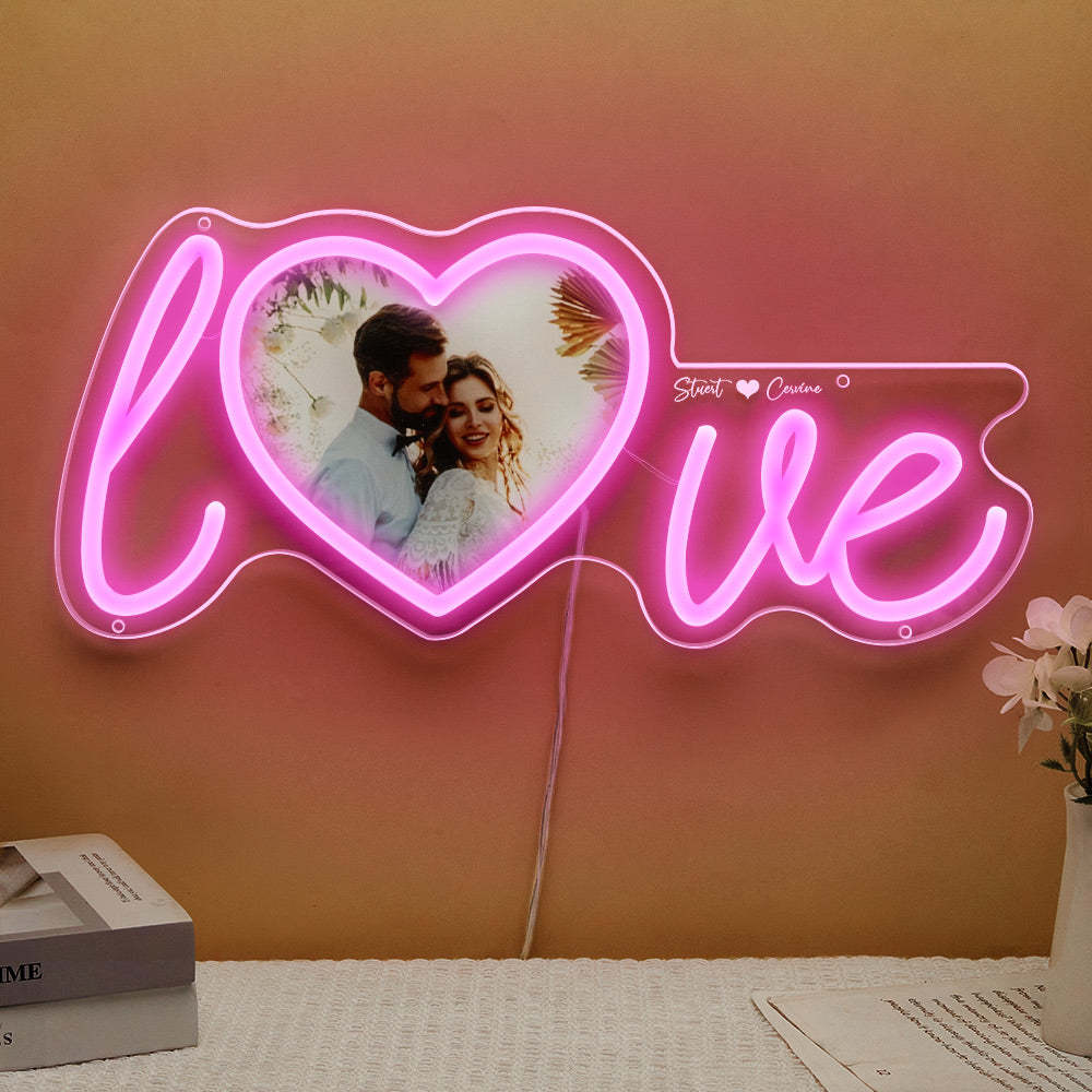 Custom Photo and Name Love Heart Neon Lamp - NameNecklace