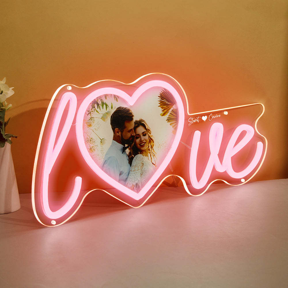 Custom Photo and Name Love Heart Neon Lamp - NameNecklace