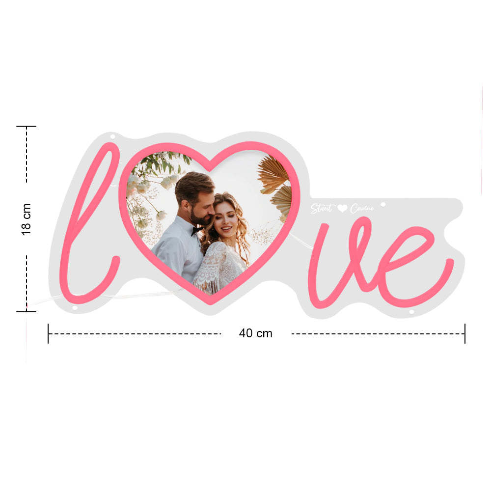Custom Photo and Name Love Heart Neon Lamp - NameNecklace