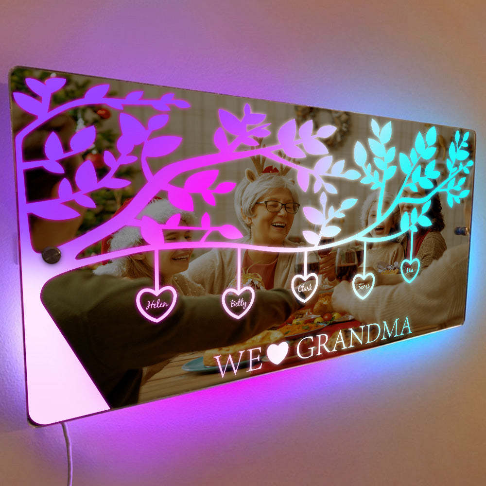Personalized Name Custom Family Tree Led Mirror Light - NameNecklace