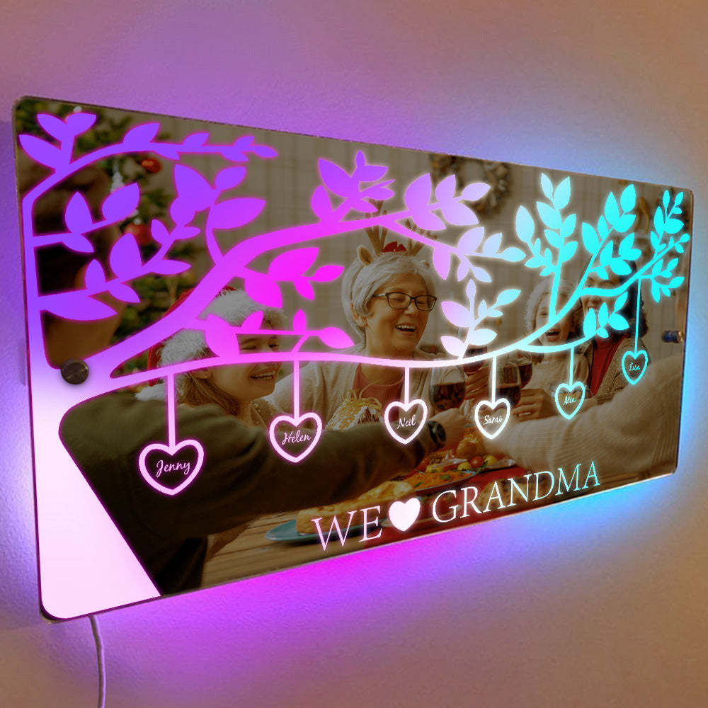 Personalized Name Custom Family Tree Led Mirror Light - NameNecklace