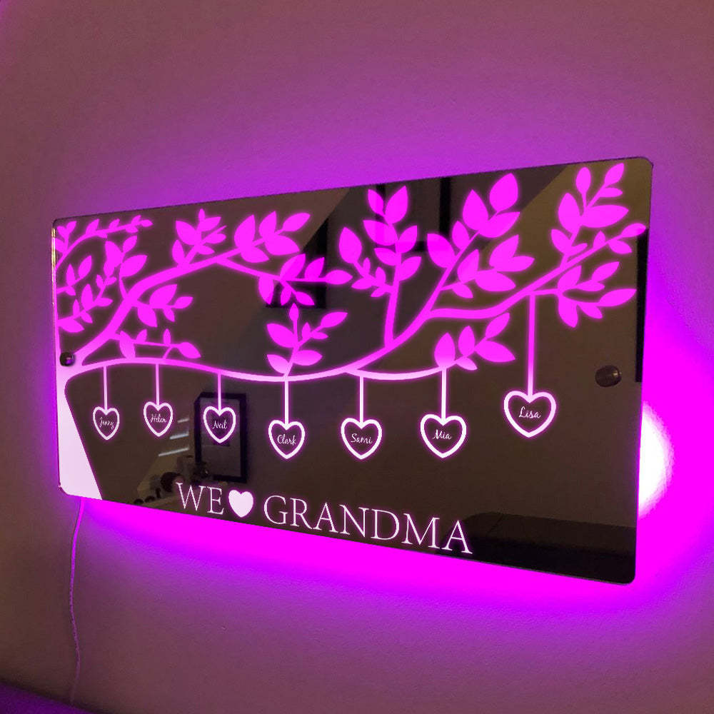 Personalized Name Custom Family Tree Led Mirror Light - NameNecklace