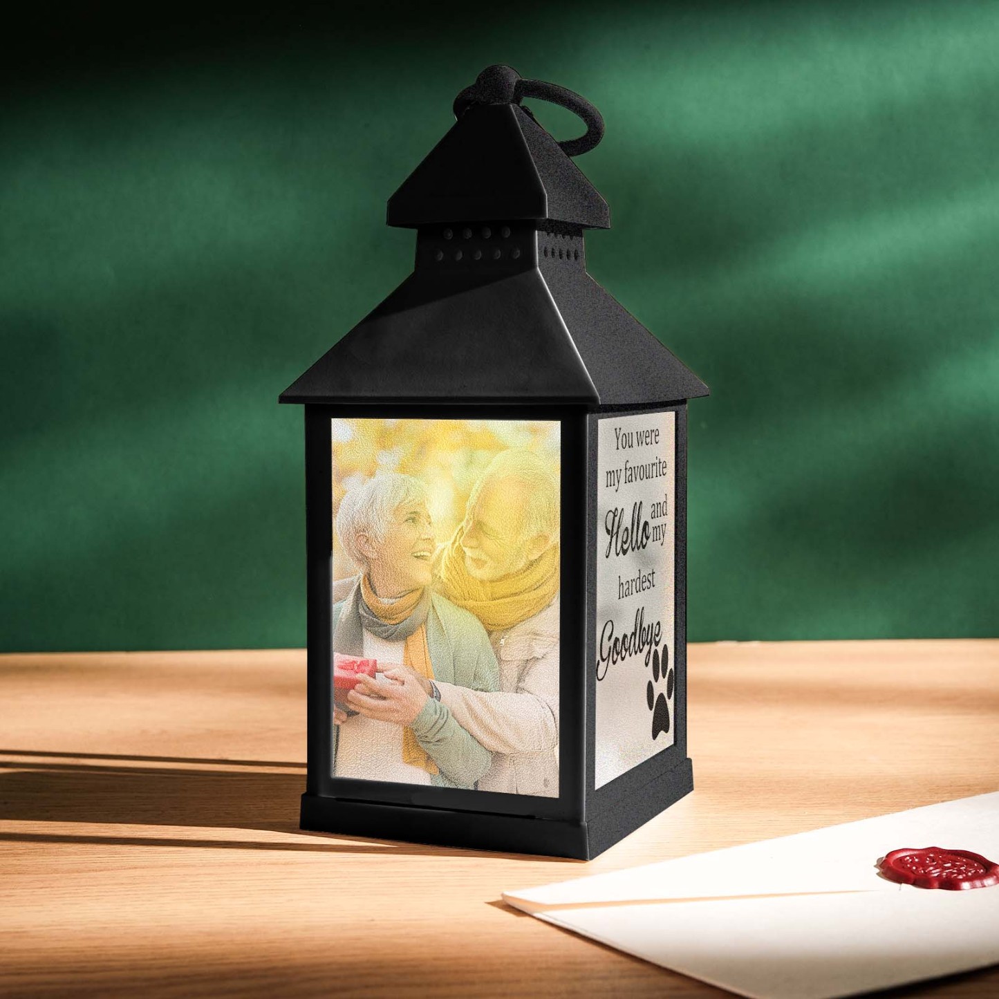 Personalized Memorial LED Light Lantern with Message and Photo Sympathy Bereavement Gifts for Family - Myphotowallet