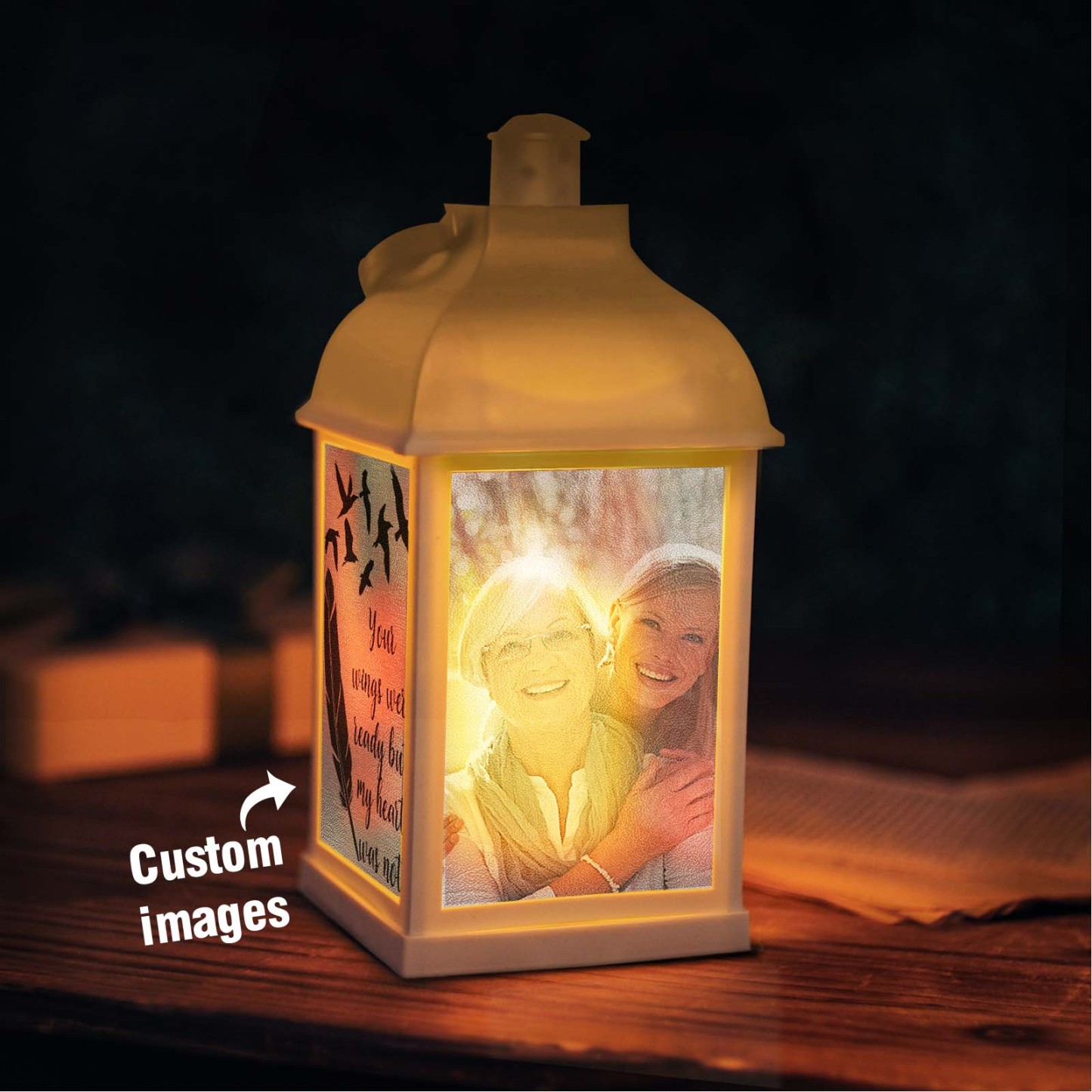 Personalized Memorial LED Light Lantern with Message and Photo Sympathy Bereavement Gifts for Family - Myphotowallet