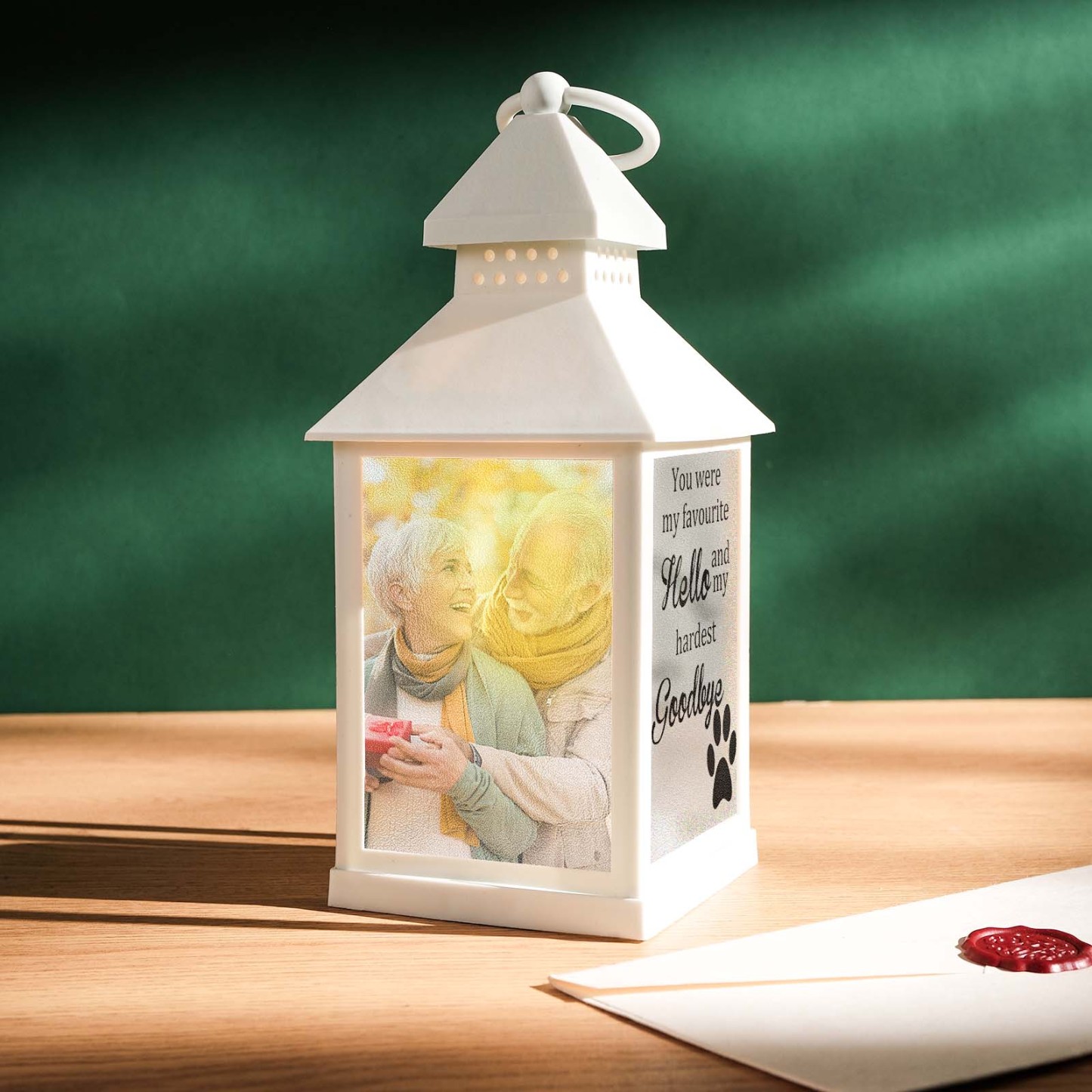 Personalized Memorial LED Light Lantern with Message and Photo Sympathy Bereavement Gifts for Family - Myphotowallet
