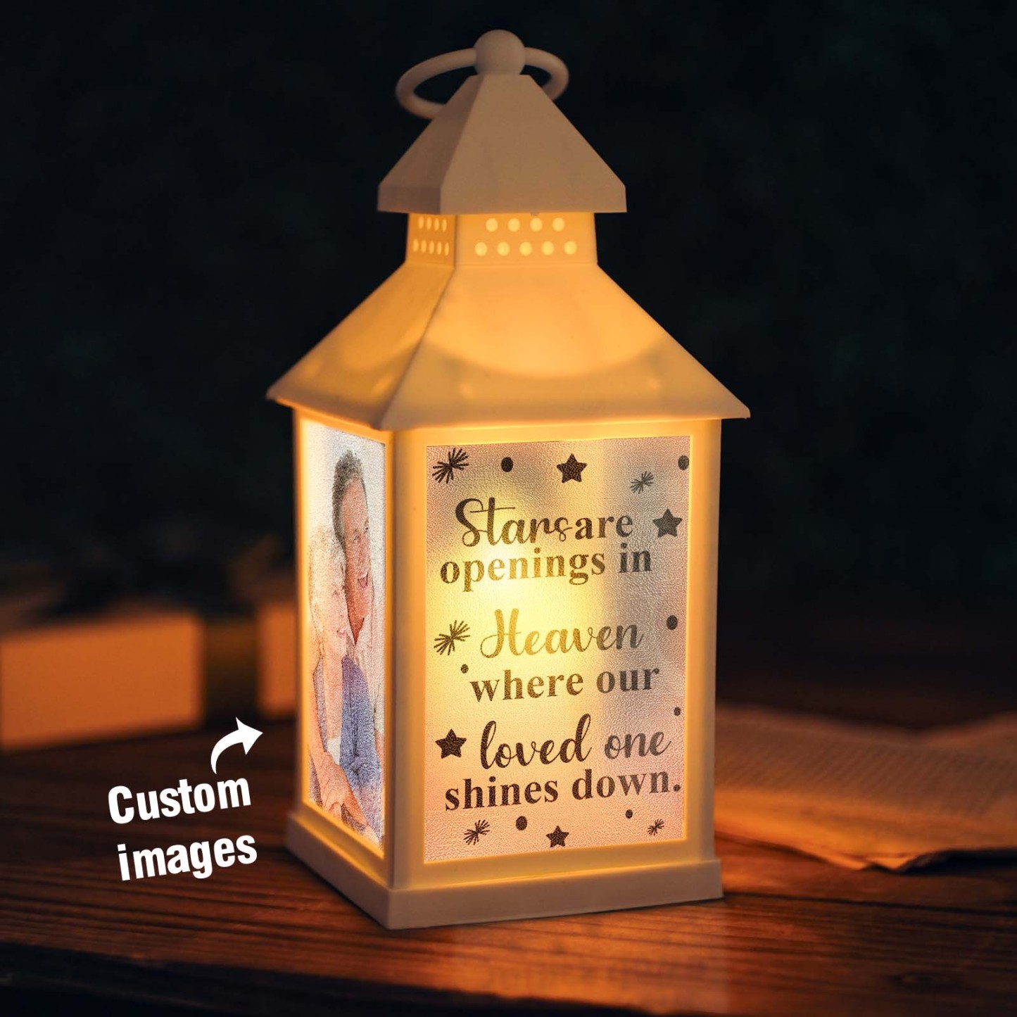 Personalized Memorial LED Light Lantern with Message and Photo Sympathy Bereavement Gifts for Family - Myphotowallet