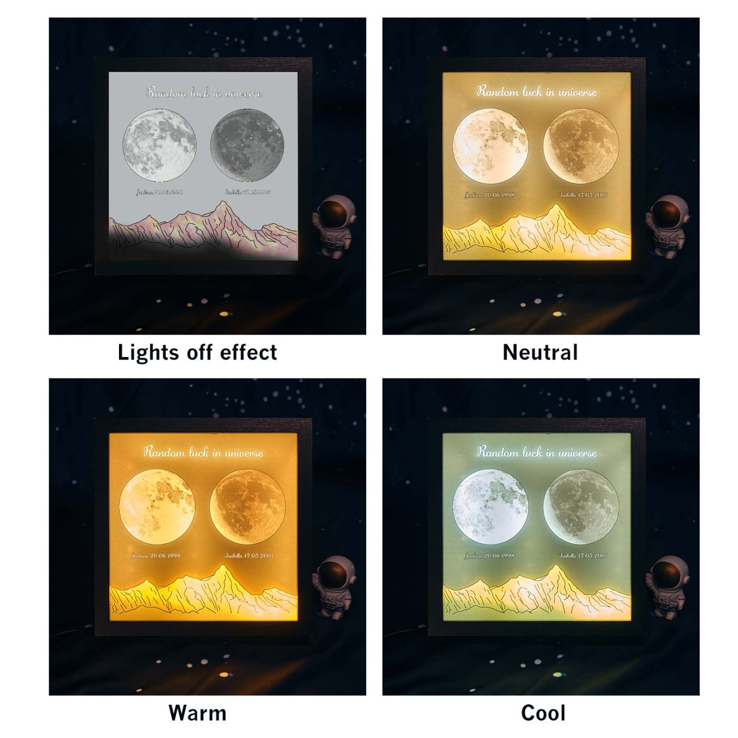 Custom Photo Birth Moon Phase Night Light Warm Adjustable LED Box Lamp Love Gift - NameNecklace