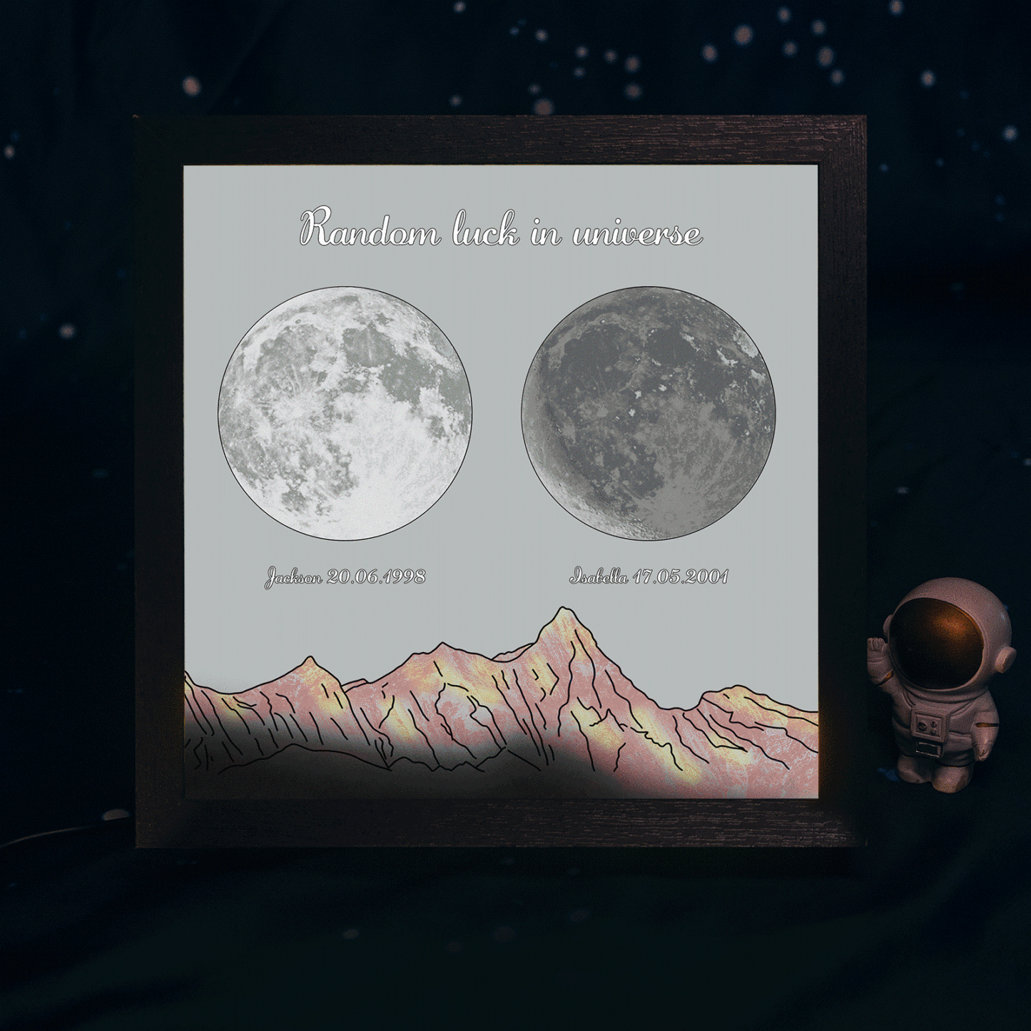 Custom Photo Birth Moon Phase Night Light Warm Adjustable LED Box Lamp Love Gift - NameNecklace