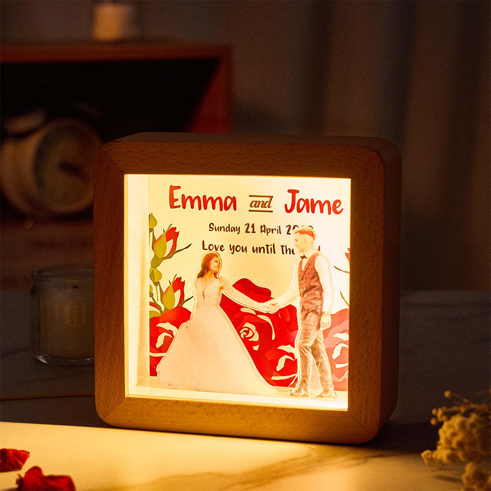 Personalized LED Lighted Photo Frame With Text Perfect Couple Wedding Anniversary Gift - NameNecklace