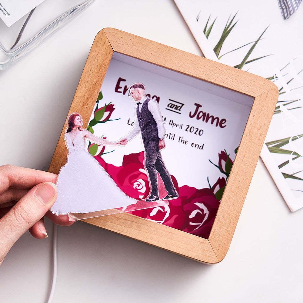 Personalized LED Lighted Photo Frame With Text Perfect Couple Wedding Anniversary Gift - NameNecklace
