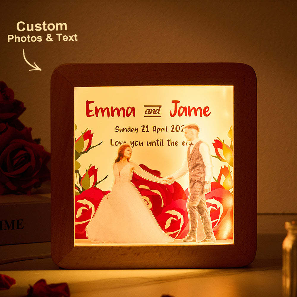 Personalized LED Lighted Photo Frame With Text Perfect Couple Wedding Anniversary Gift - NameNecklace