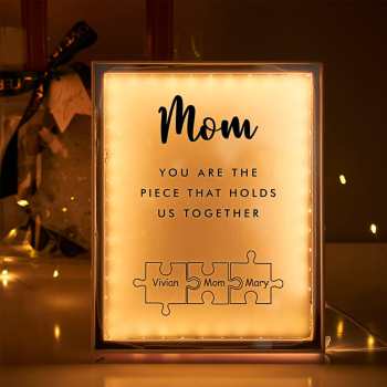 Personalized Name Mirror Light Custom Mom You Are The Piece That Holds Us Together Night Light for Mom - NameNecklace