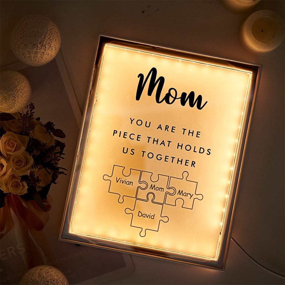 Personalized Name Mirror Light Custom Mom You Are The Piece That Holds Us Together Night Light for Mom - NameNecklace