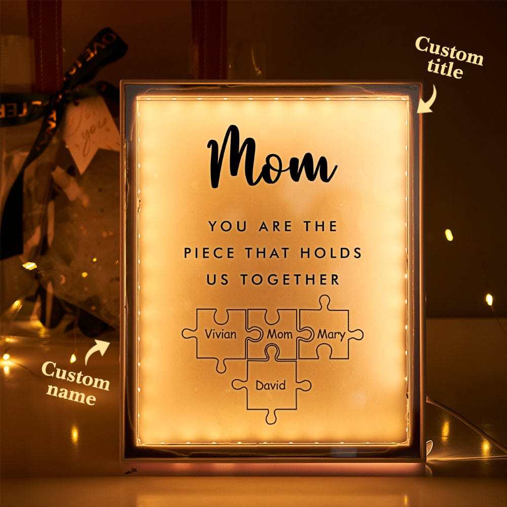 Personalized Name Mirror Light Custom Mom You Are The Piece That Holds Us Together Night Light for Mom - NameNecklace